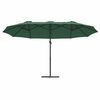 vidaXL Parasol Gr&oslash;n 372 x 198 x 243 cm Polyester og Aluminium