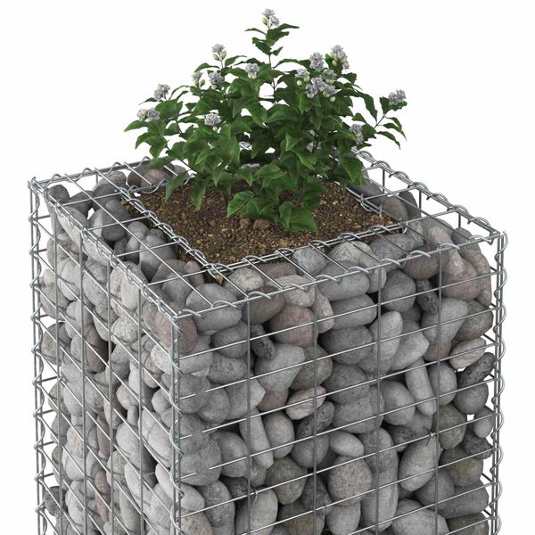 vidaXL Gabion h&oslash;jbed S&oslash;lv 50 x 50 x 150 cm Galvaniseret st&aring;l