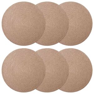 vidaXL Jute d&aelig;kkeservietter 6 stk. Naturfarvet 100% Tossa Jute