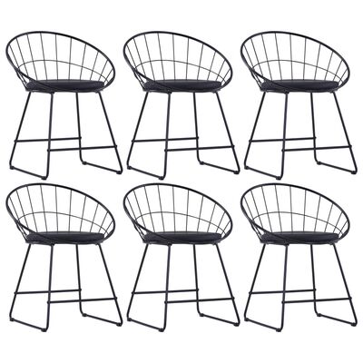 vidaXL spisebordsstole 6 stk. med sæder i kunstlæder stål sort