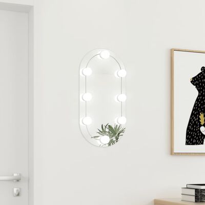 vidaXL spejl med LED-lamper 60x30 cm oval glas