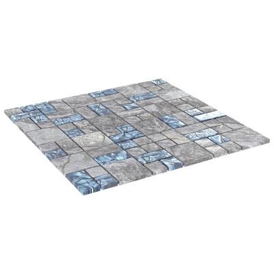 vidaXL mosaikfliser 22 stk. 30x30 cm glas grå og blå