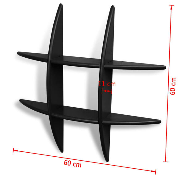 vidaXL væghylde MDF sort