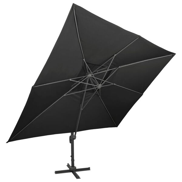 vidaXL fritst&aring;ende haveparasol med dobbelt top sort 400x300 cm