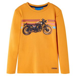 vidaXL Lang&aelig;rmet T-shirt til b&oslash;rn str. 92 okkergul