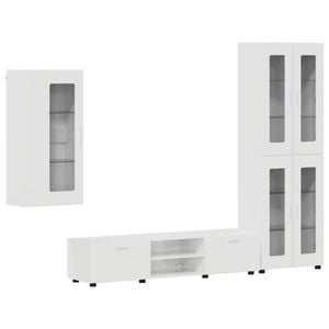 vidaXL TV-m&oslash;bels&aelig;t med d&oslash;r FLORIN 3 pcs H&oslash;j gloss hvid Konstrueret tr&aelig;