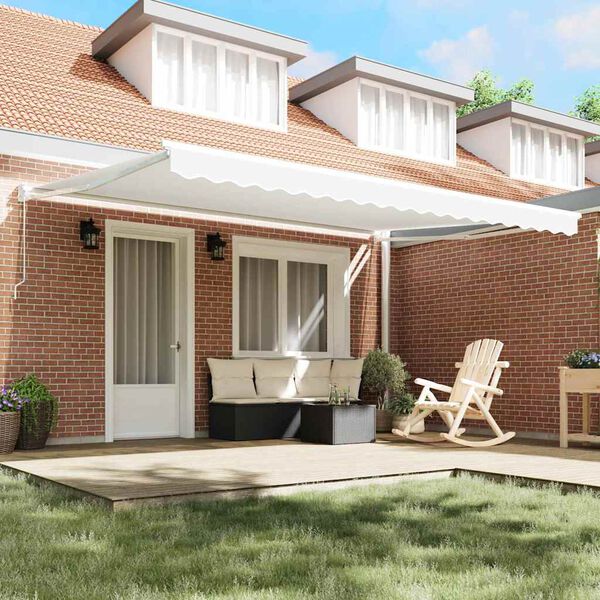 vidaXL Markise Hvid 4,5 × 3 m Polyester og metal