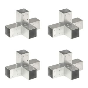 vidaXL stolpebeslag X-form 4 stk. 71x71 mm galvaniseret metal