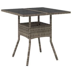vidaXL havebord med glastop 80x80x75 cm polyrattan gr&aring;