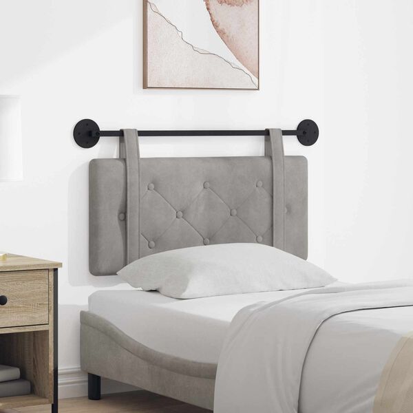 vidaXL H&aelig;ngende Hovedgavl V&aelig;gmonteret Lysegr&aring; 90 x 55 x 5 cm Fl&oslash;jl