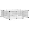vidaXL k&aelig;ledyrsbur med 12 paneler og d&oslash;r sort 105x105x35 cm st&aring;l