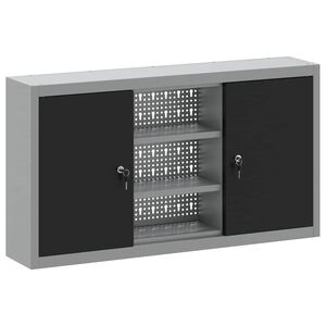 vidaXL V&aelig;rkt&oslash;jsskab Sort og gr&aring; 100 x 20 x 55 cm Ingeni&oslash;rtr&aelig; og st&aring;l