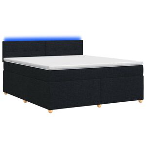 vidaXL Boxmadras med topmadras med hovedg&aelig;rde Sort 140 x 190 cm Stof
