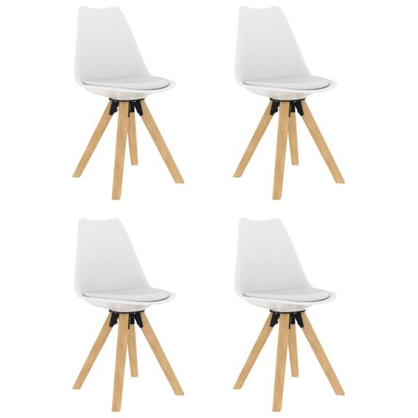 vidaXL spisebordsstole 4 stk. PP og massivt b&oslash;getr&aelig; hvid