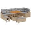vidaXL Havesofa S&aelig;t med pude med opbevaring 9 pcs Beige Poly rattan