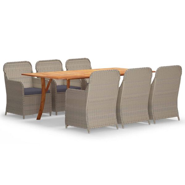 vidaXL spisebordss&aelig;t til haven 7 dele brun