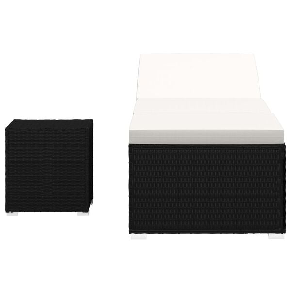 vidaXL liggestol med hynde og tebord polyrattan cremehvid