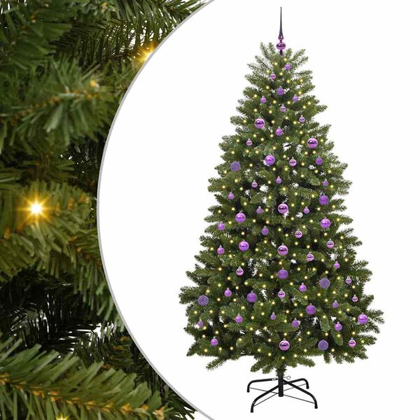 vidaXL Kunstigt juletr&aelig; med 300 LED'er Gr&oslash;n 210 cm PVC og metal