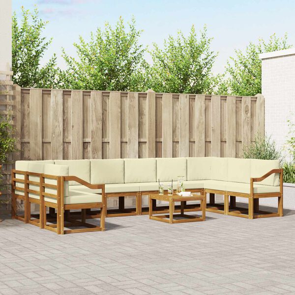 vidaXL Udend&oslash;rs sofagruppe med pude 11 pcs Naturlig og Fl&oslash;de