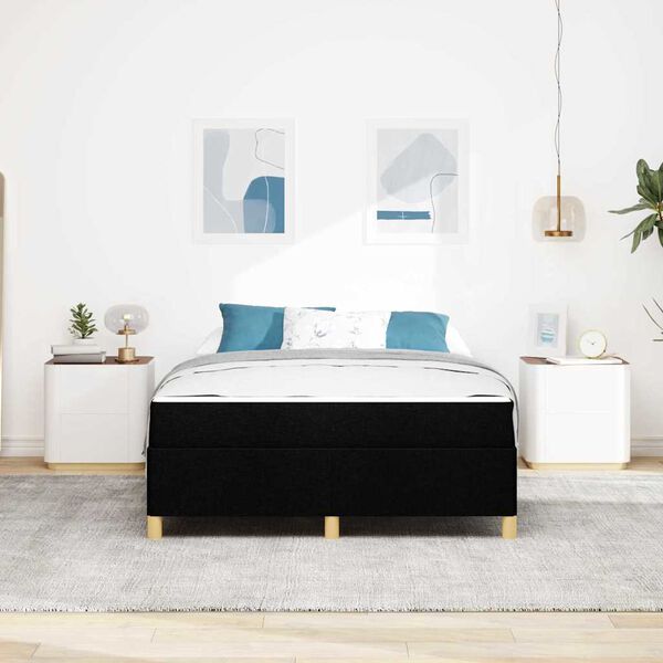 vidaXL Sengestel med madras Sort 140 x 200 cm Stof