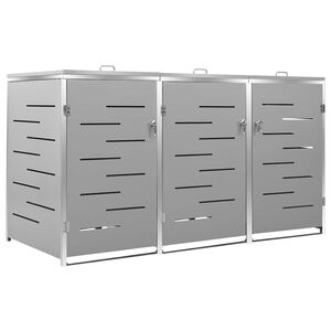 vidaXL tredobbelt skraldespandsskjuler 207x77,5x115 cm rustfrit st&aring;l