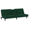 vidaXL sovesofa med kopholdere velour m&oslash;rkegr&oslash;n