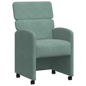 vidaXL Spisebordsstole med hjul 2 stk. Fl&oslash;jl havgr&oslash;n 58 x 65 x 98 cm