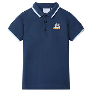 vidaXL Poloshirt til b&oslash;rn str. 92 m&oslash;rkebl&aring;