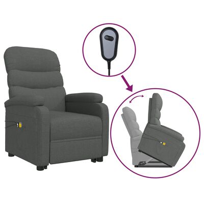 vidaXL løftestol med massagefunktion stof mørkegrå