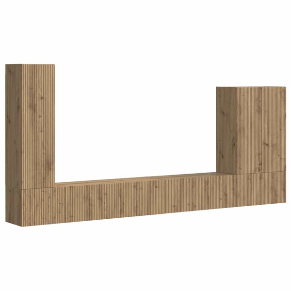 vidaXL Tv v&aelig;gskab s&aelig;t V&aelig;gmonteret 6 pcs Artisan Egetr&aelig;