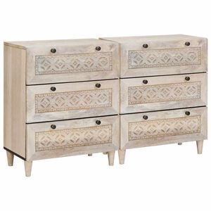vidaXL Sideboard 2 stk. 120 x 33,5 x 75 cm Massivt mangotr&aelig; Hvid
