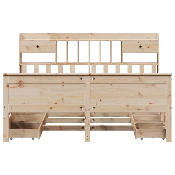 vidaXL seng med reol uden madras 160x200cm massivt fyrretræ gyldenbrun