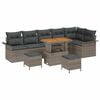 vidaXL Havesofa S&aelig;t 9 pcs Gr&aring; Poly Rattan og St&aring;l og Massivt akacietr&aelig;