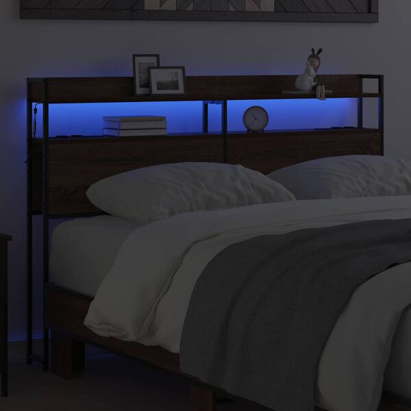 vidaXL Hovedgærde med hylde Brun eg 150 cm Konstrueret træ