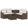 vidaXL Sofa S&aelig;t 6 stk. Brun og Creme Hvid Poly Rattan og St&aring;l