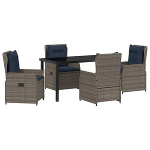 vidaXL Have Spisebordss&aelig;t 5 pcs Gr&aring; Poly rattan