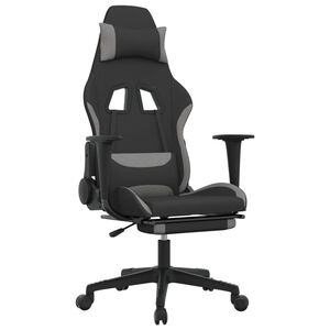 vidaXL gamingstol med fodst&oslash;tte stof sort og lysegr&aring;