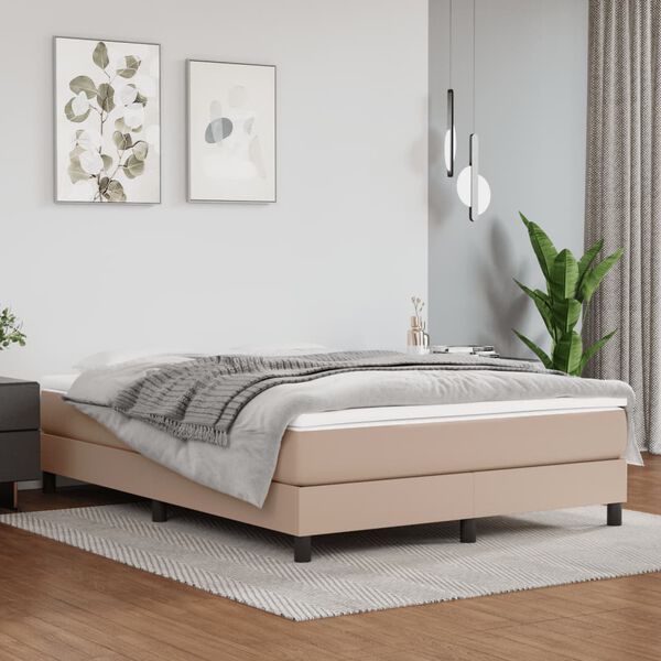 vidaXL Boxspring sengeramme 140x200 cm kunstl&aelig;der cappuccinofarvet