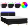 vidaXL kontinentalseng med LED-lys 140x190 cm stof sort