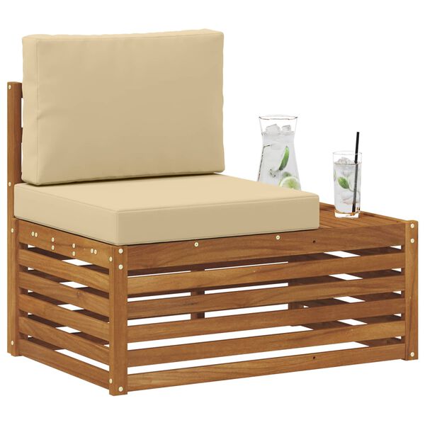 vidaXL Udend&oslash;rs end sofa Naturfarvet 91 x 63 x 73 cm Massivt Akacietr&aelig;