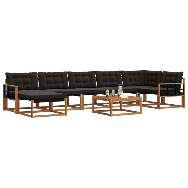 vidaXL Udend&oslash;rs sofagruppe 22 pcs Naturlig og sort Massivt Akacietr&aelig;