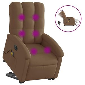 vidaXL elektrisk massagestol med l&oslash;ftefunktion stof brun