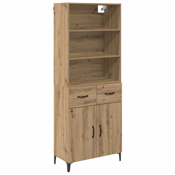 vidaXL Highboard Artisan Egetr&aelig; 69,5 x 34 x 180 cm Konstrueret tr&aelig;