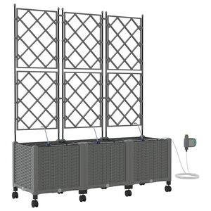 vidaXL Havekrukke med vanding og hjul 3 stk. Lysegr&aring; 120 x 40 x 148 cm