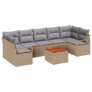 vidaXL Havesofa S&aelig;t med pude 8 pcs Beige polyrattan