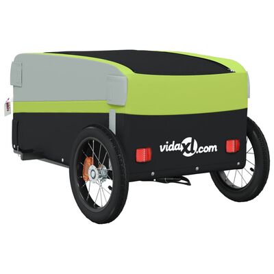 vidaXL cykelanhænger 30 kg jern sort og grøn