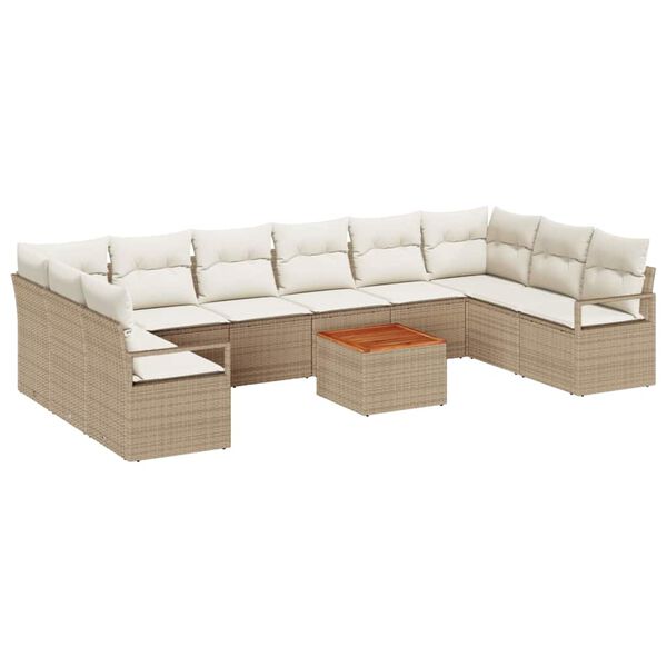 vidaXL Havesofa S&aelig;t med opbevaring 11 pcs Beige og creme polyrattan