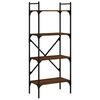 vidaXL bogreol med 4 hylder 56x31,5x138,5 cm konstrueret tr&aelig; brunt eg