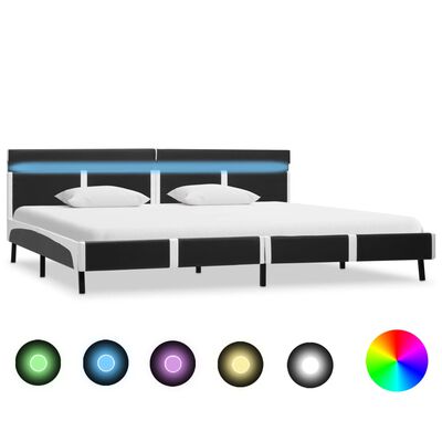 vidaXL sengestel med LED 180 x 200 cm kunstlæder grå