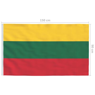 vidaXL Litauens flag og flagstang 6 m aluminium